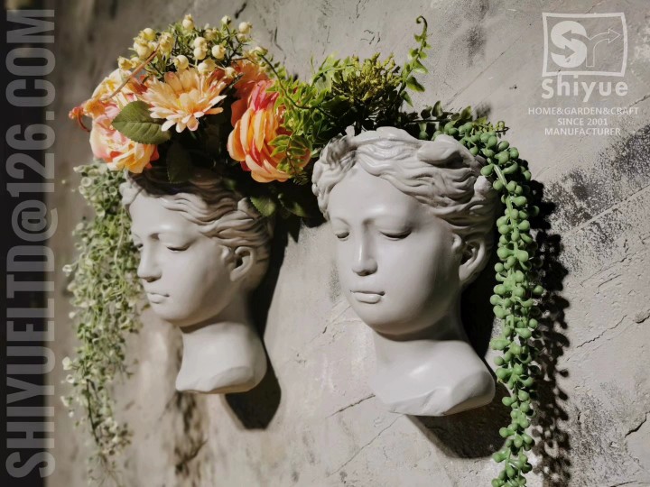 壁挂欧式维纳斯女神头像水泥花盆艺术雕像简约家居装饰花盆陶瓷