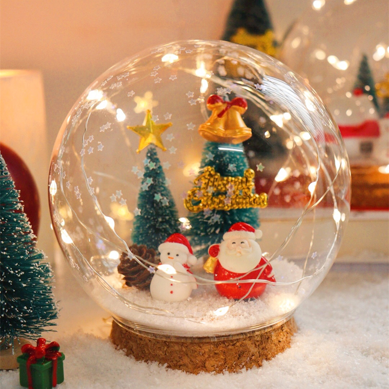 圣诞节水晶球手工diy材料包迷你新年桌装饰摆件树小夜灯生日礼物