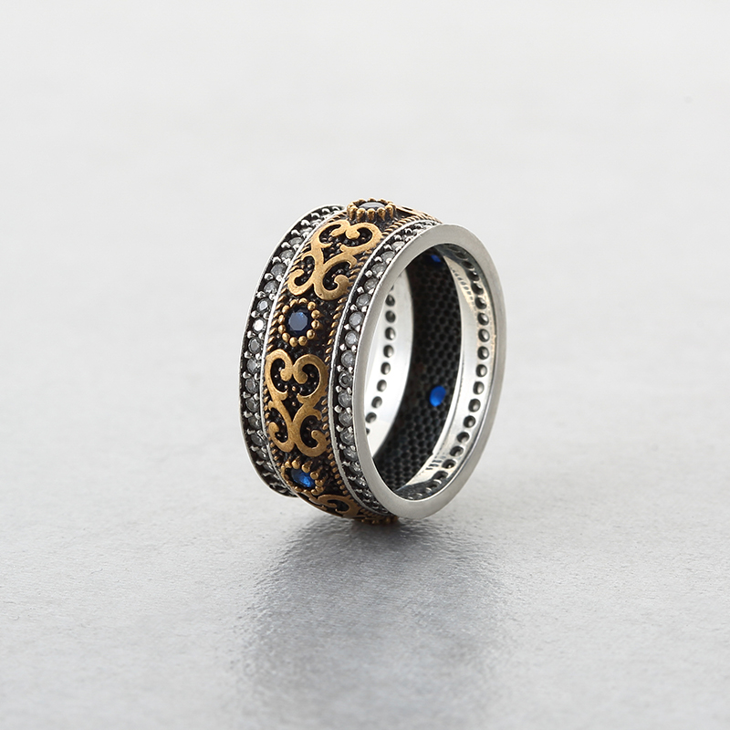 【第二件0元】S925银复古宝石戒指小众设计高级感食指戒情侣对戒
