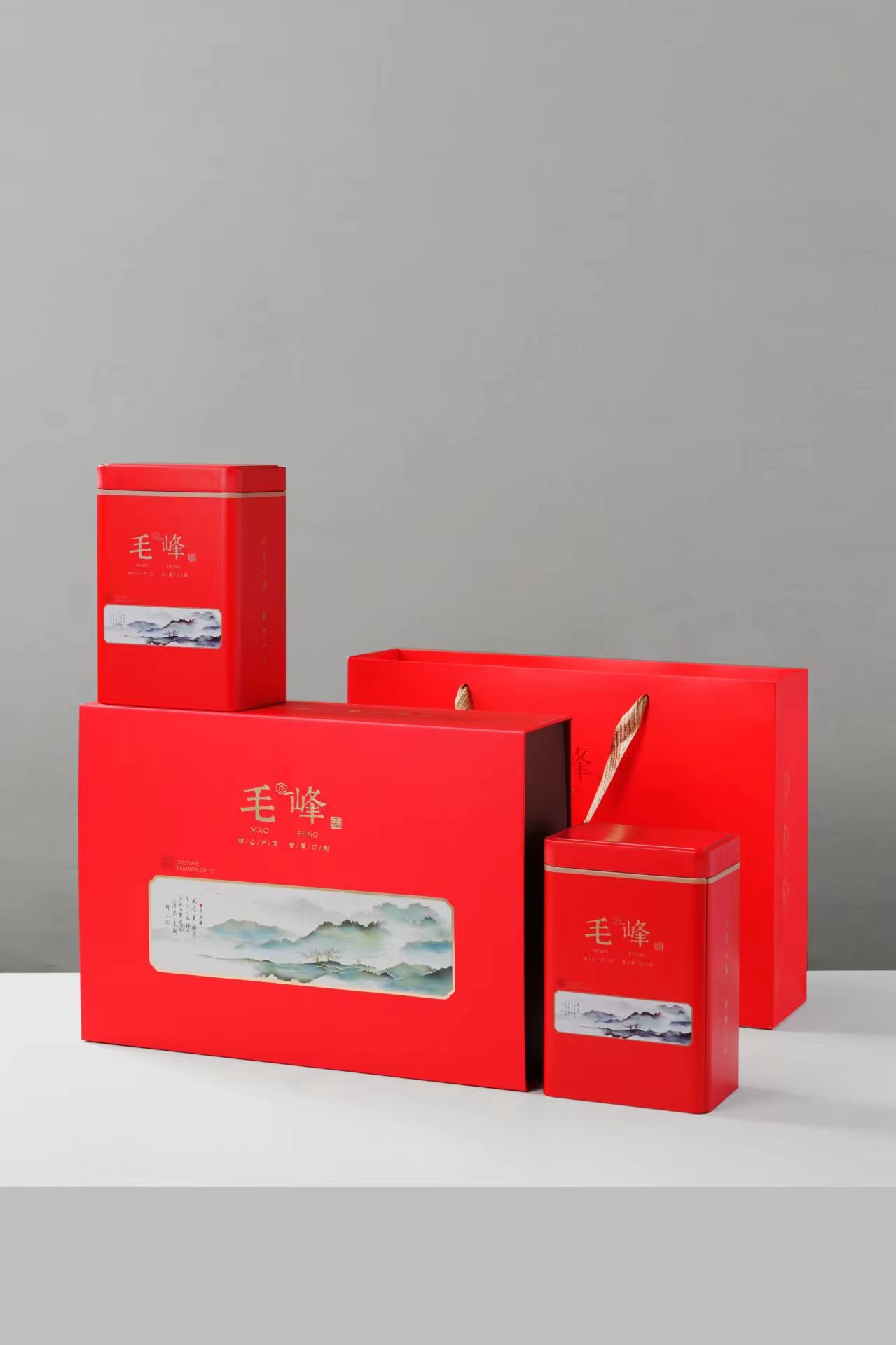 2024新款红色500g毛峰包装盒空礼盒茶叶盒礼品盒珍珠棉内衬包邮