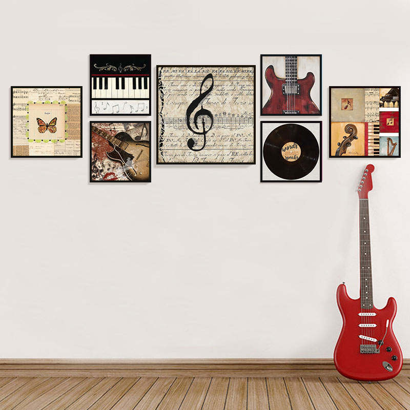 音乐教室装饰画琴行背景布置小提琴五线谱音符墙面挂画钢琴房壁画