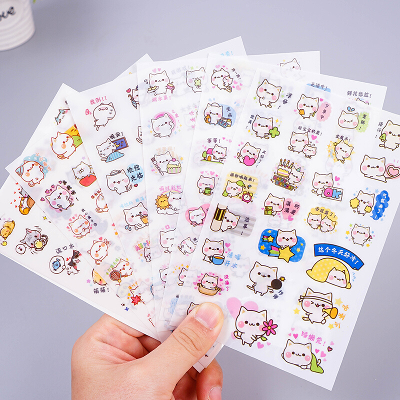 软萌手机壳贴纸装饰小图案可爱透明猫咪卡通儿童贴画本子手账贴纸