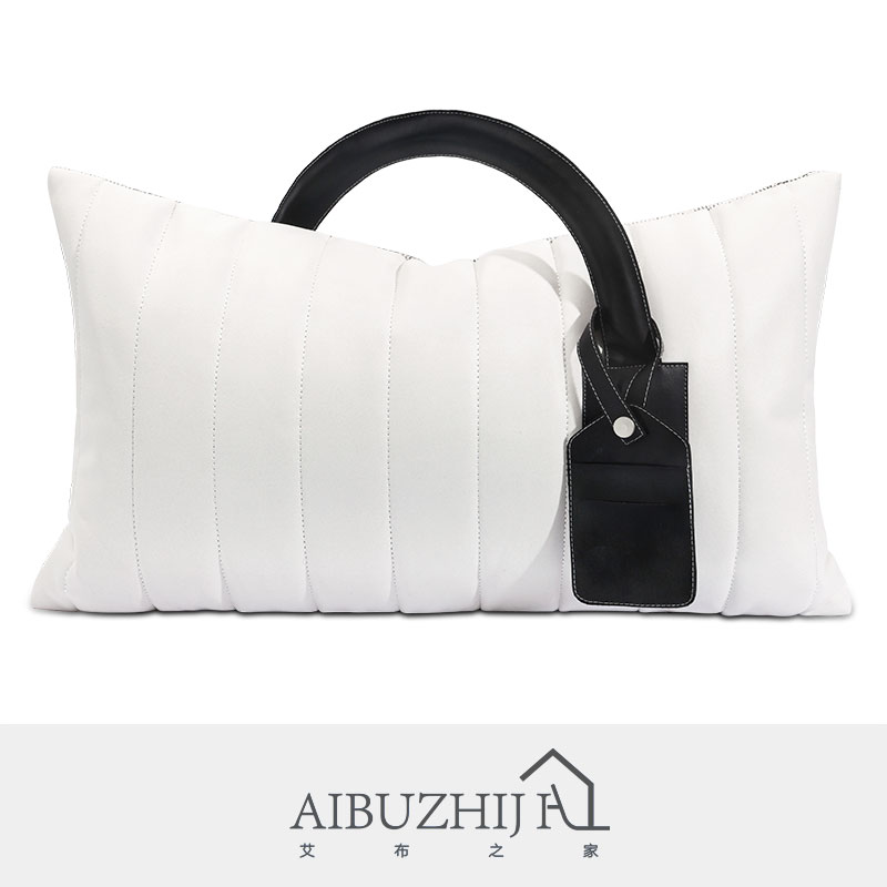 北欧ins轻奢风现代沙发样板黑白色手提包样式定制抱枕床头靠垫包