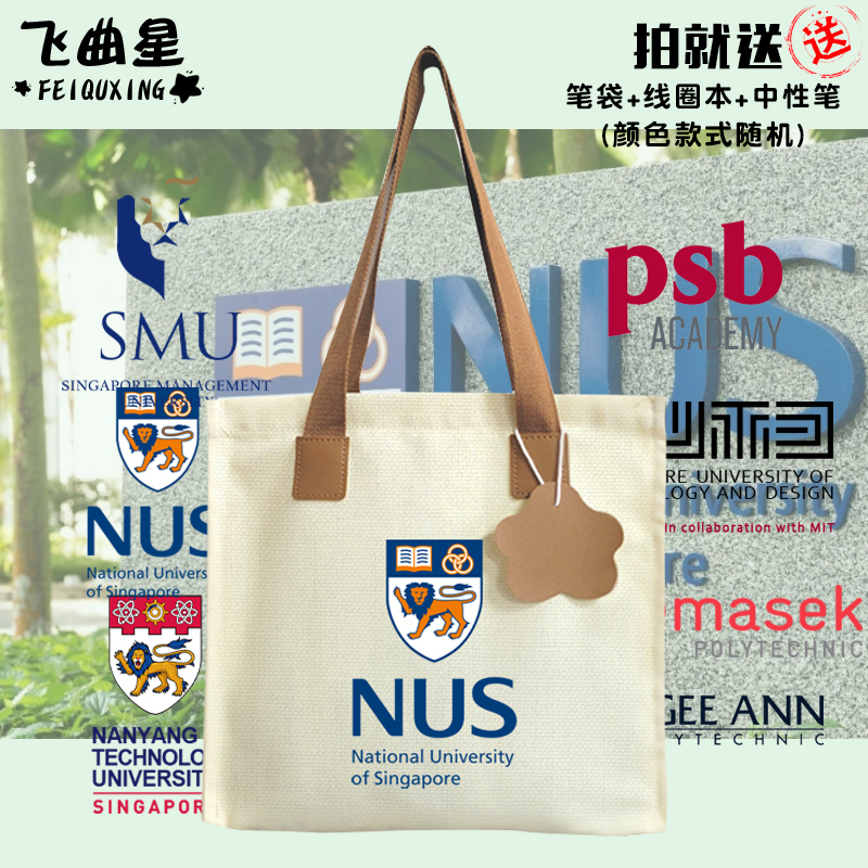 新加坡国立大学南洋理工大学PSB学院帆布包袋子手提单肩学生书包