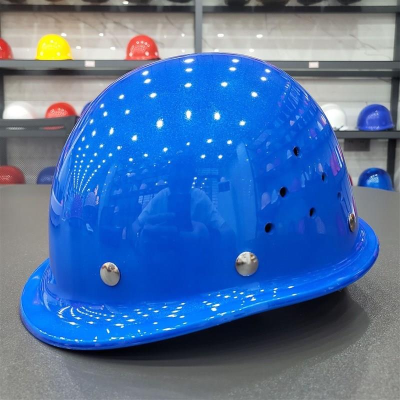 安全帽透气玻璃钢夏订制工地建筑头盔烤漆酒红色消防电力施工玻B
