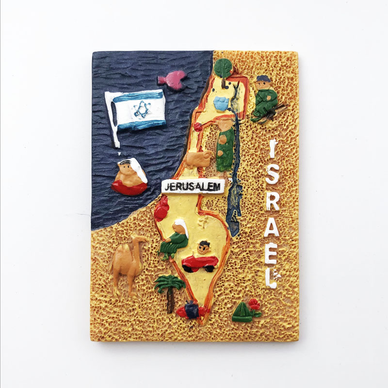 中东以色列创意地图地理标志 旅游纪念装饰工艺品 磁铁冰箱贴礼物