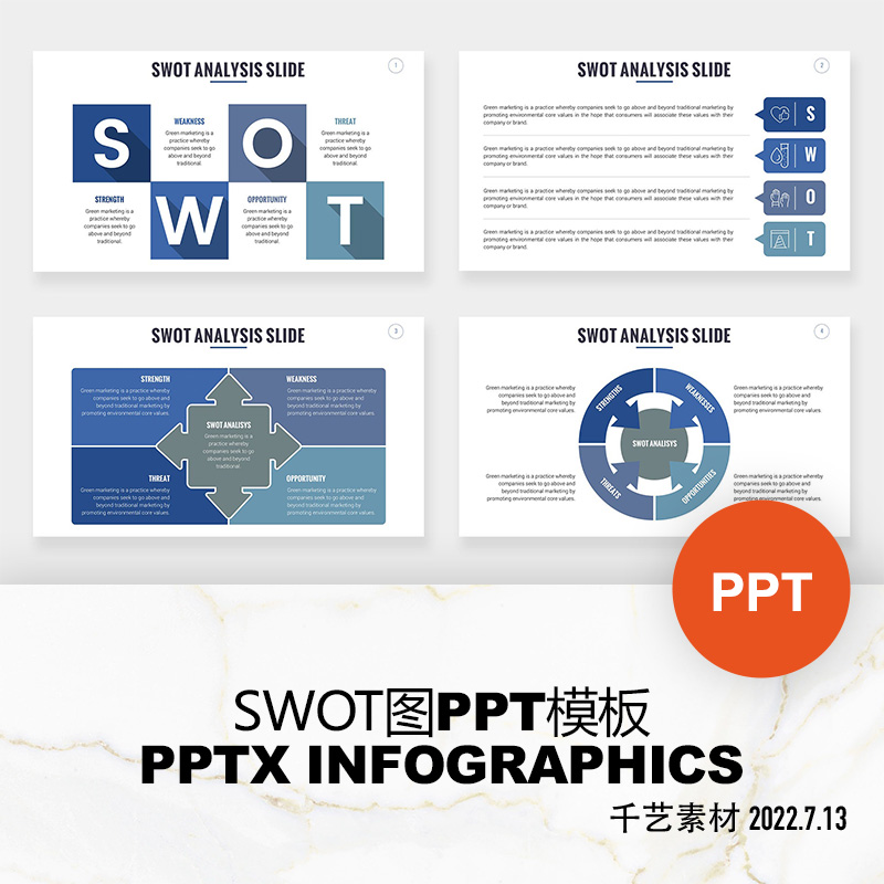 SWOT环形图形信息数据分析可视化图表 PPT模板Keynote素材
