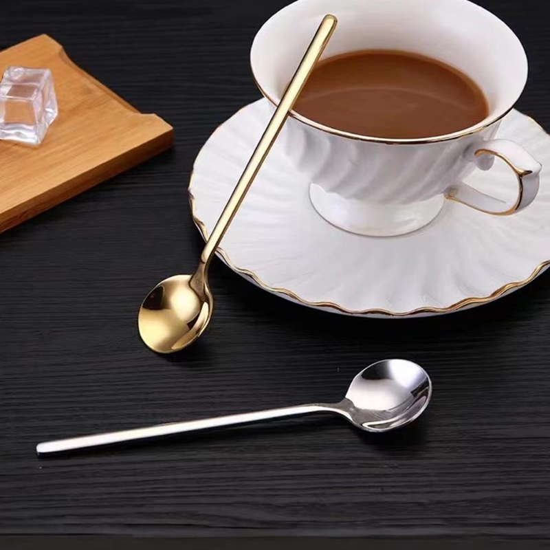 304不锈钢咖啡勺甜品勺冲泡勺家用创意冰淇淋勺奶茶调料网红圆勺