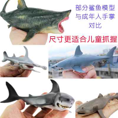 仿真鲨鱼玩具模型灰鲭鲨大青鲨噬人鲨巨口鲨白真公牛鲨无沟双髻鲨