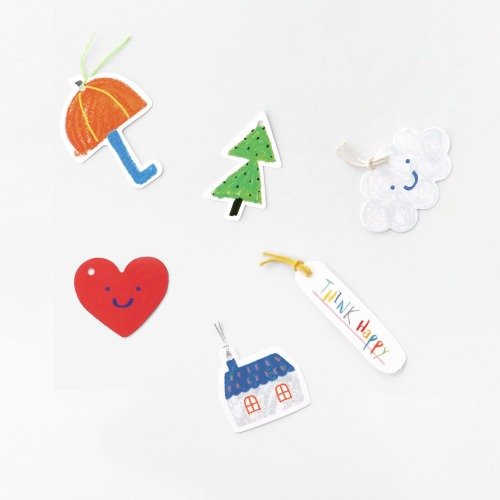 100个）卡通可爱吊牌雨伞树房子爱心吊牌ins卡片烘焙装饰 不混