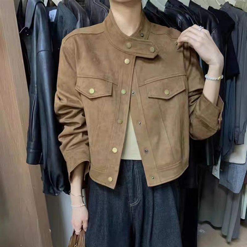 【加厚】2023秋冬季新款韩版设计感鹿皮绒外套女宽松显瘦夹克上衣