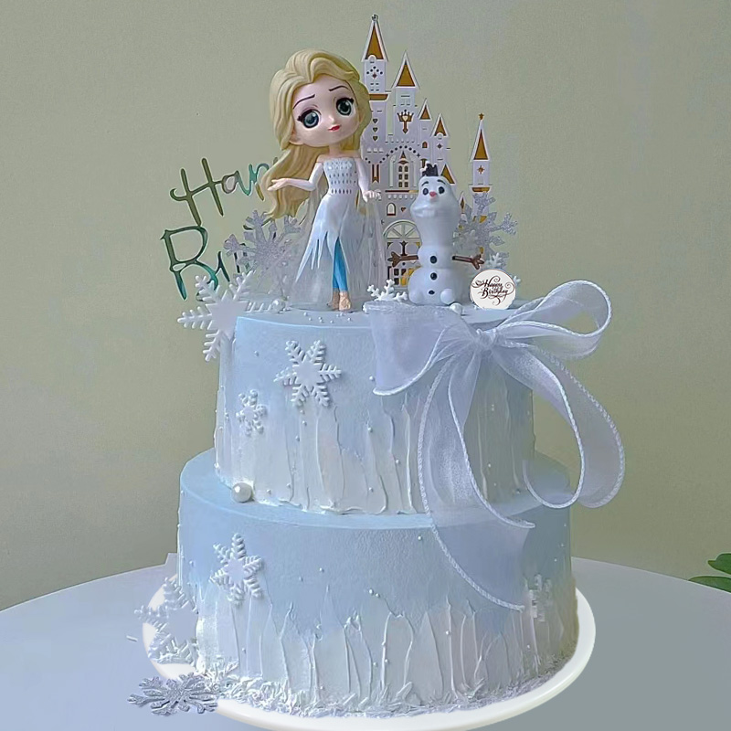2024新款创意蛋糕模型仿真双层卡通女孩公主城堡定制塑胶假蛋糕样