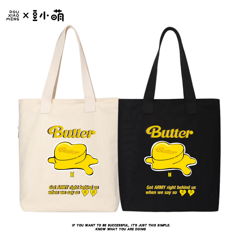 豆小萌防弹少年团帆布包butter专辑应援手提袋大容量补课包