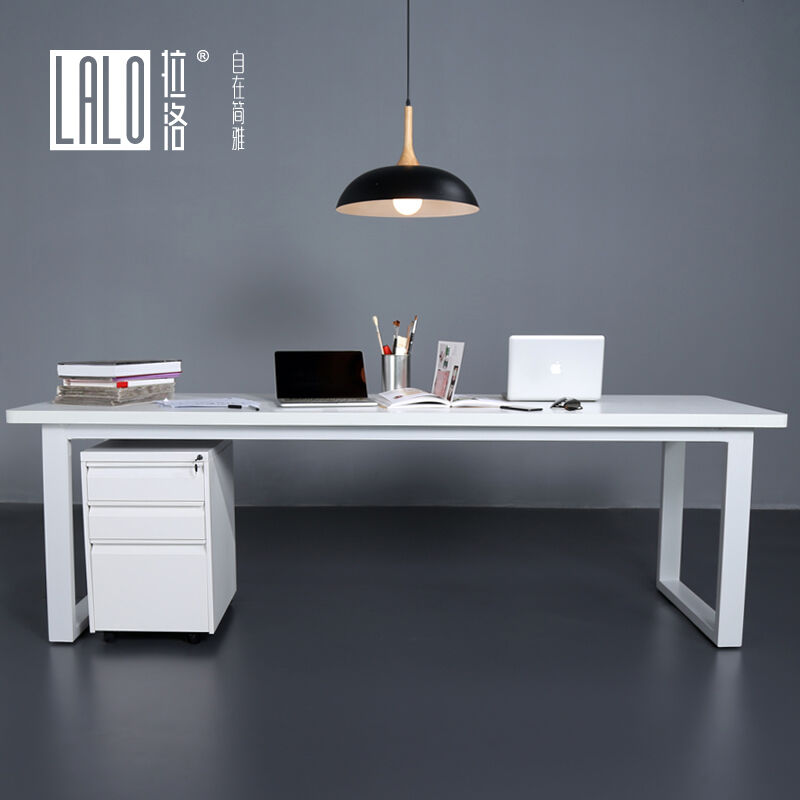 白色办公桌会议桌工作室简约设计桌设计师工作台开放式办公工