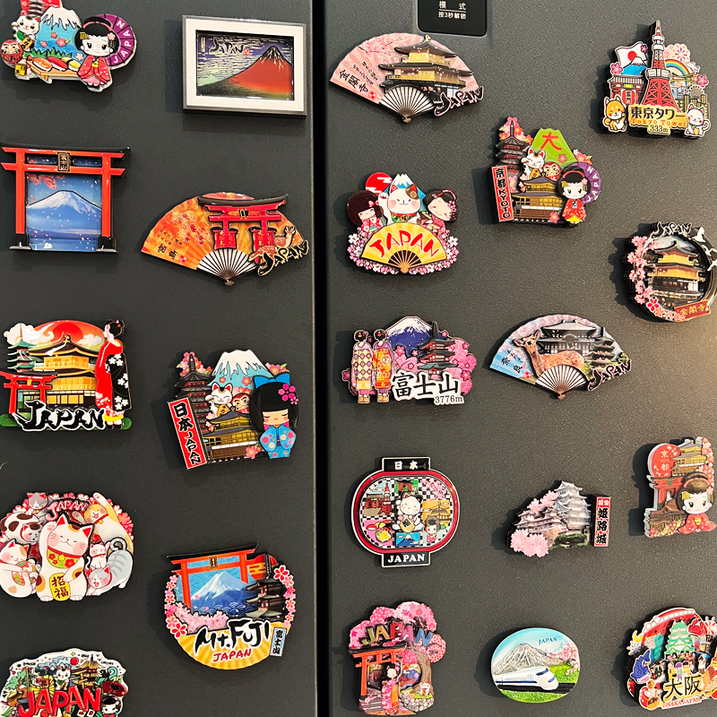 日本Japan旅游景点冰箱贴京都大阪富士山金阁寺树脂/木质滴胶磁贴