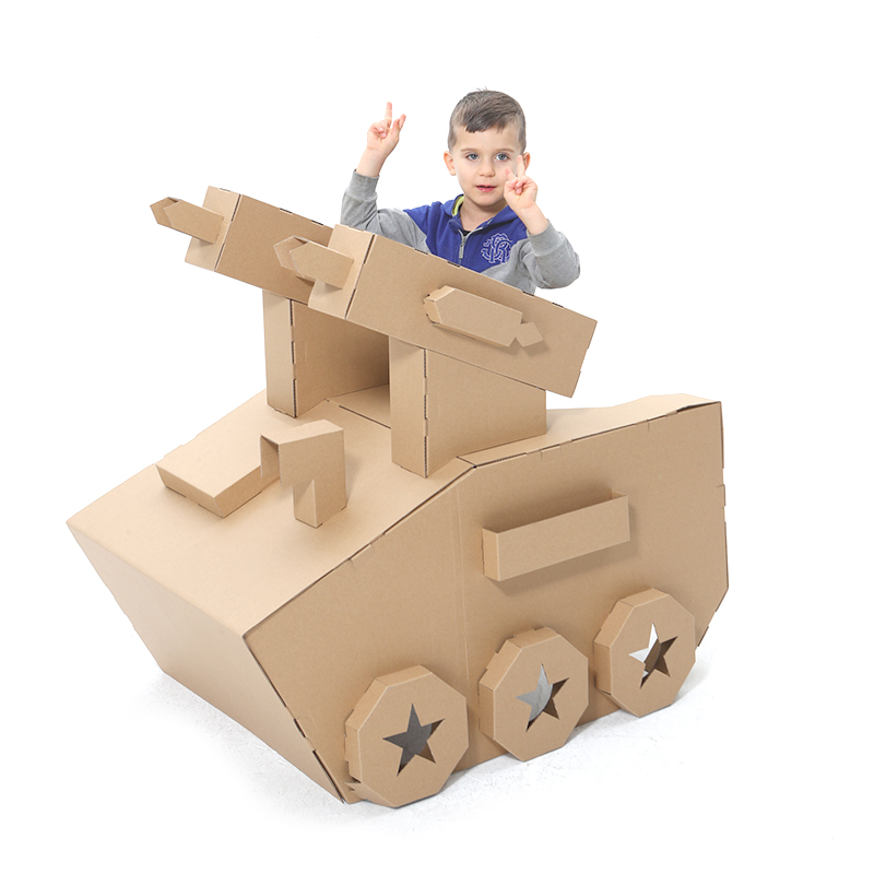 火箭装甲车儿童手工制作材料包纸箱板益智玩具幼儿园军事区域区角
