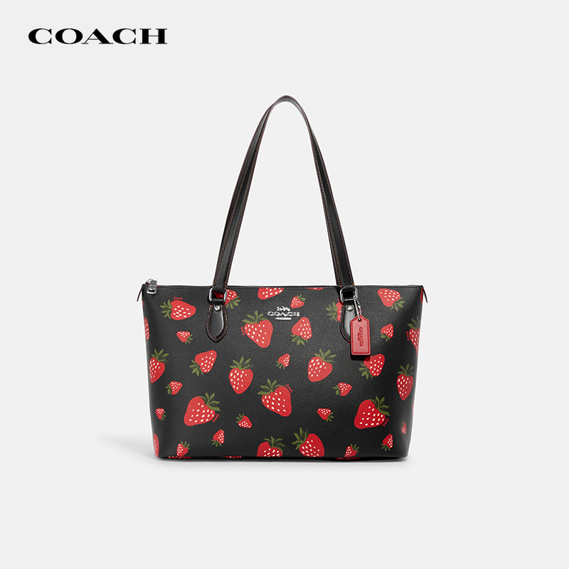 【官方授权】COACH/蔻驰草莓印花托特包大容量时尚通勤包单肩包女