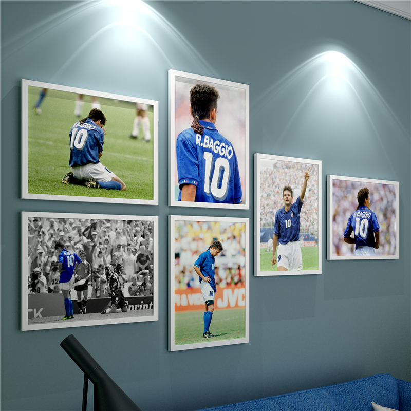 巴乔世界杯罗纳尔多挂画大罗海报巴蒂斯图塔照片墙马拉多纳挂墙