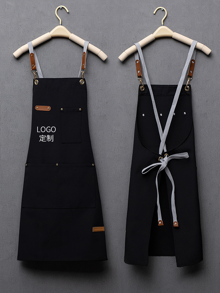 成人时尚韩版围裙透气背心式工作服厨房广告围裙定制印字logo礼品