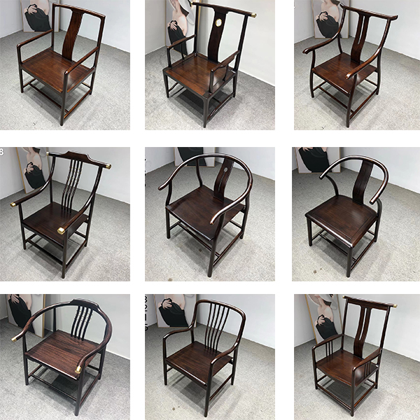 新中式乌金木椅子黑檀实木圈椅休闲椅太师椅茶桌椅餐椅靠背椅现货