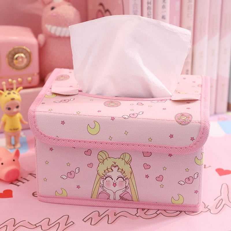 粉色少女心可爱卡通车载长方形折叠纸巾抽纸盒客厅家用创意设计感