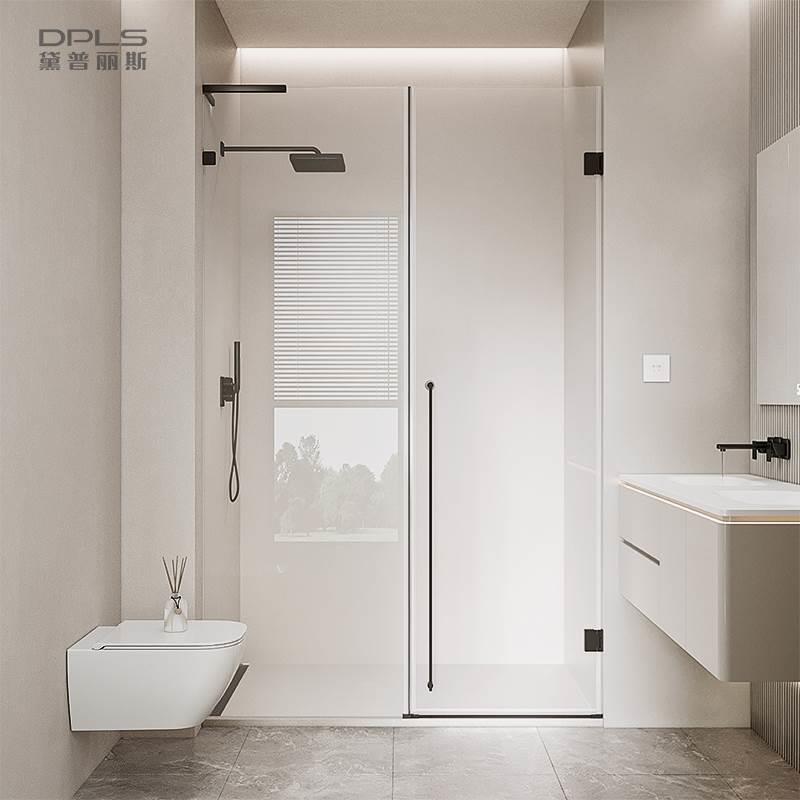极简无边框一字型淋浴房浴室卫生间沐浴干湿分离夹胶玻璃隔断定制