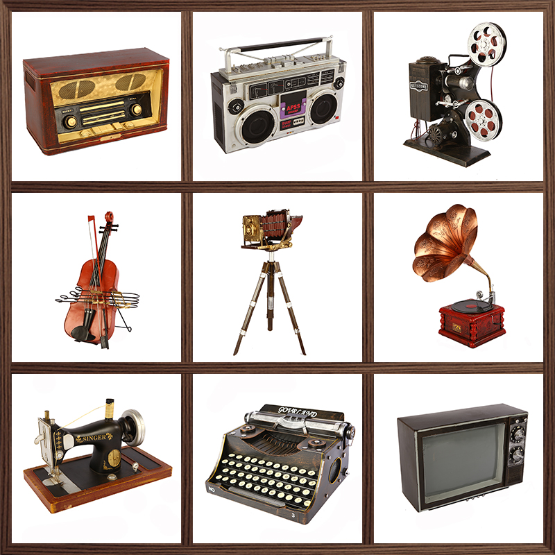 复古老式缝纫机收音录音机电视机放映机摄影机打字机模型道具摆件