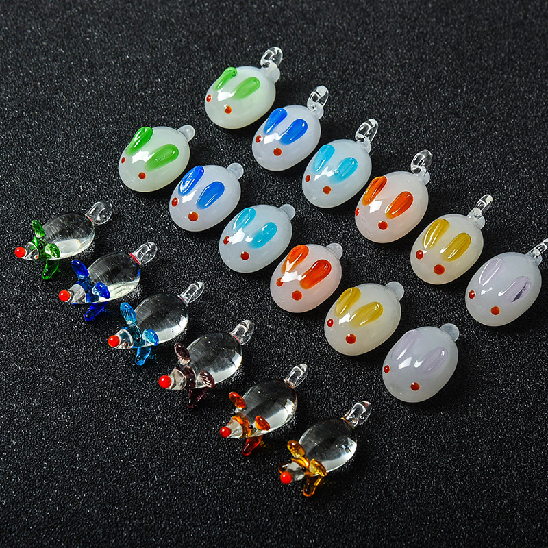 日式创意带扣小兔子老鼠琉璃珠彩色动物摆饰diy配件手链串珠配饰