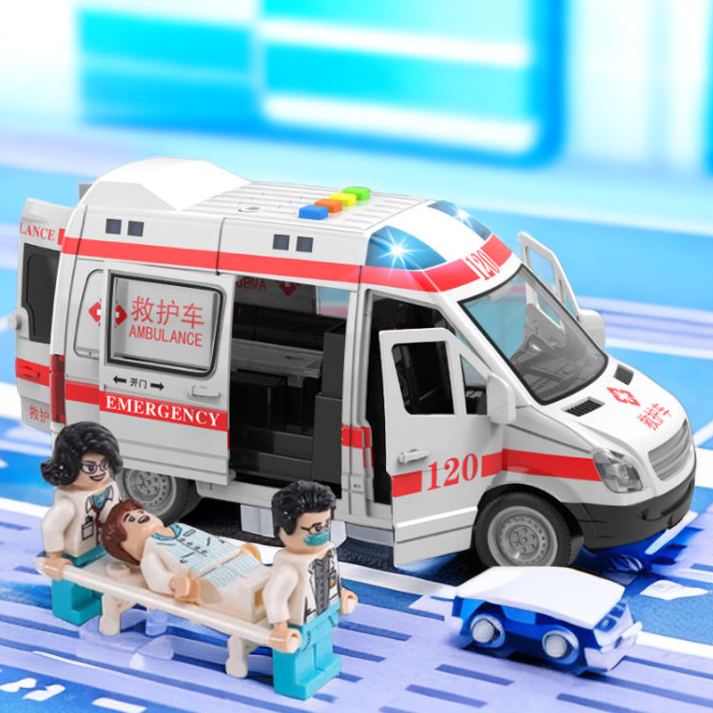 儿童玩具车救护车抗疫车智力宝宝玩具车可开门大号惯性车会讲故事