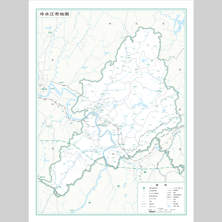 冷水江市地图电子版设计素材文件