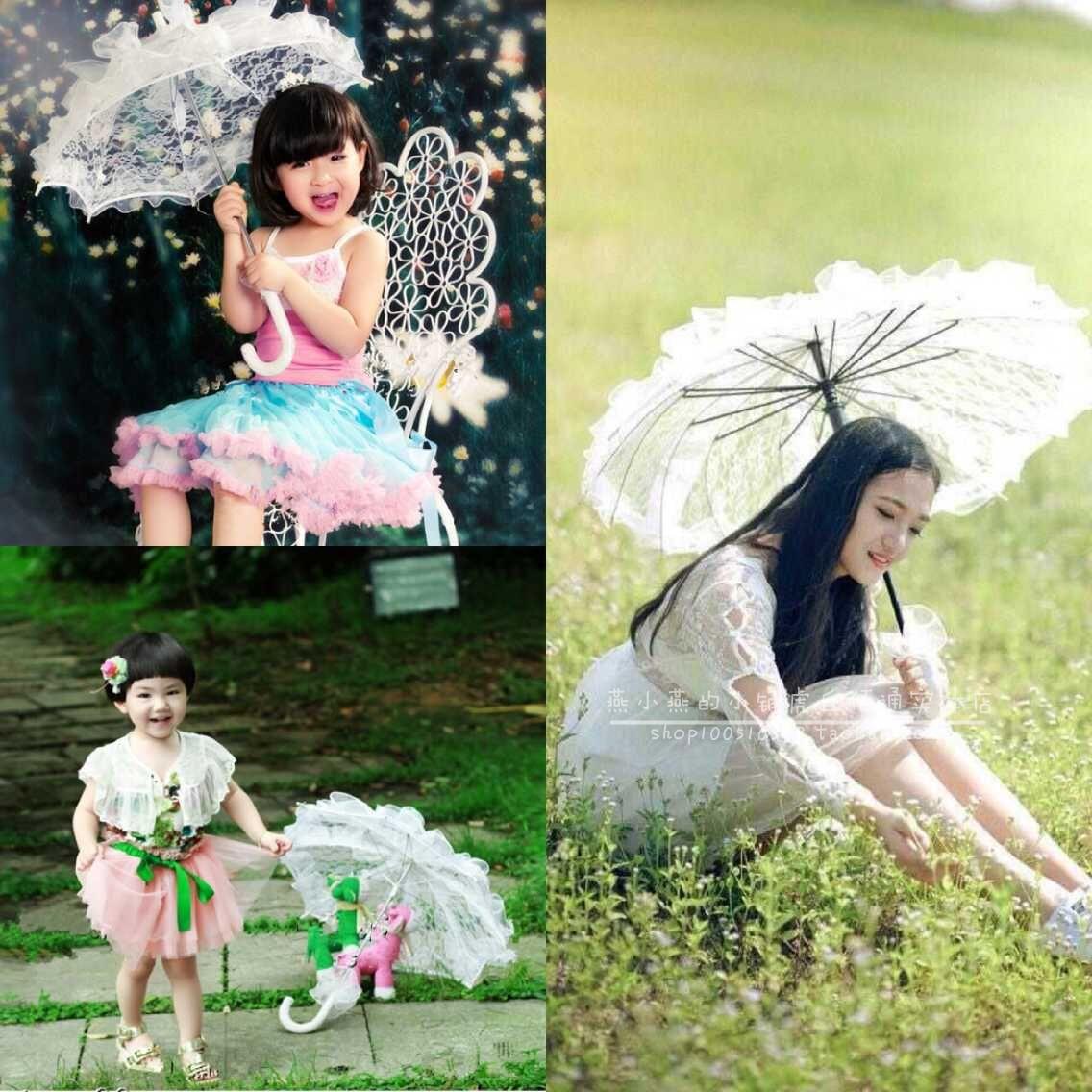 外景拍照道具演出蕾丝伞儿童摄影道具婚纱写真道具舞蹈白色花边伞