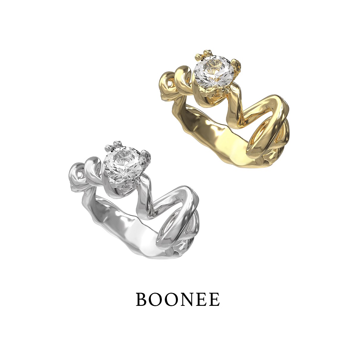 BOONEE迷宫系列奶油卷宝石戒指女小众设计高级感饰品装饰食指戒