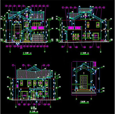 轻型木结构别墅建筑设计平面立面图节点详图门窗墙身大样施工图