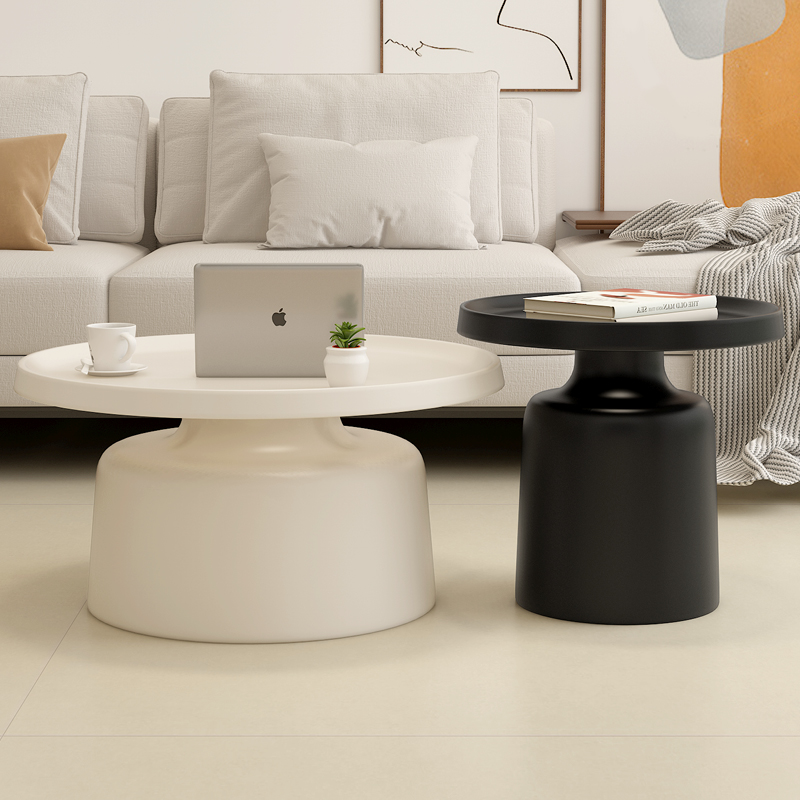 奶油风客厅家用圆形组合茶几现代简约小户型沙发边几极简阳台桌子
