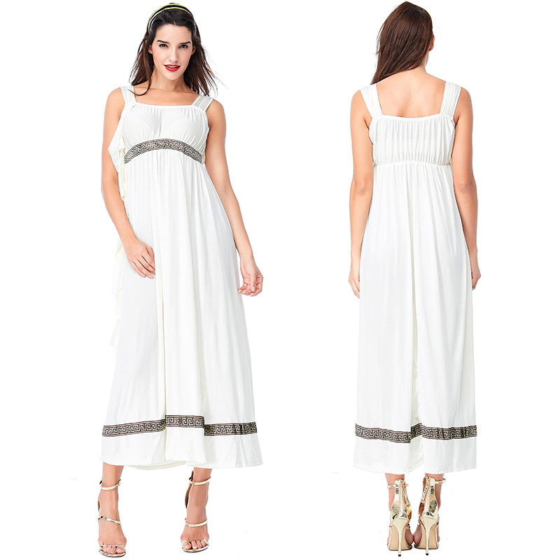 阿拉伯中世纪古罗马希腊女神女cosplay情侣白色连衣裙万圣节服装