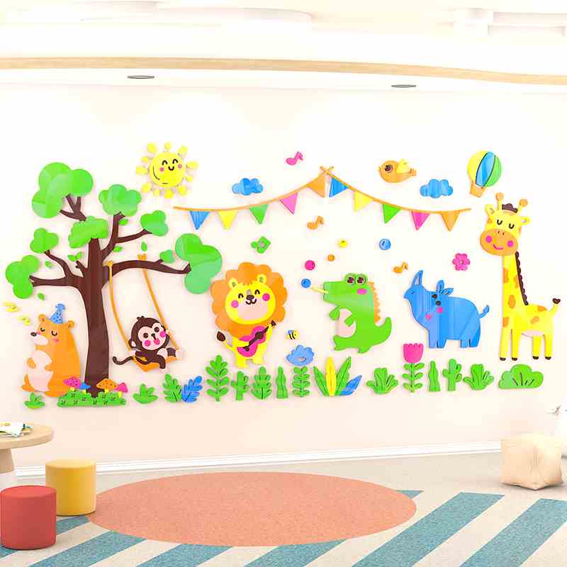 幼儿园卡通墙贴3d立体儿童房间布置走廊文化墙面装饰教室环境创设