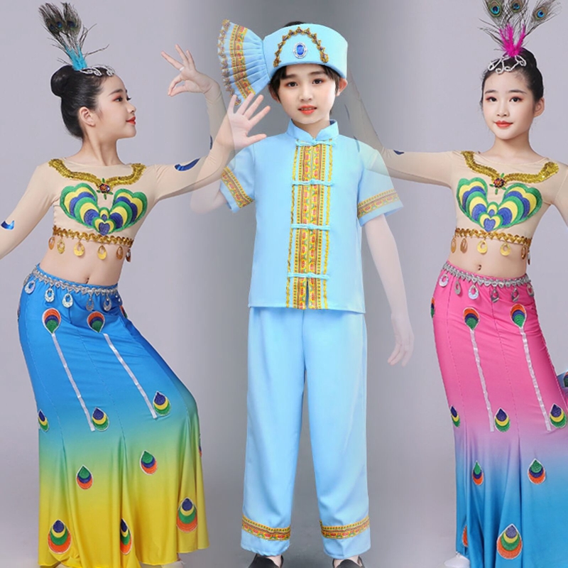 三月三傣族服装儿童男女童演出服民族舞台表演服练功舞蹈服泼水节