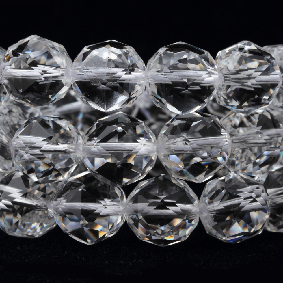 钻石切面 天然正品透明白水晶珠子散珠diy手工穿手链项链材料女款