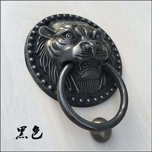 中式古大门铜拉手兽头门环圆形门牌把手实木对开门装饰配件