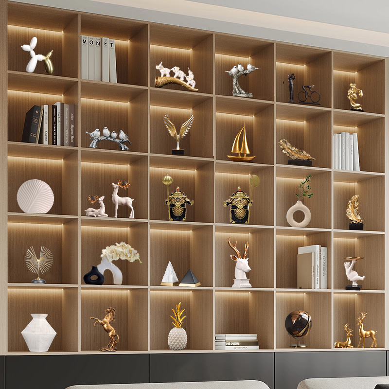 新中式轻奢高档家居装饰品摆件书柜客厅办公室展示柜软装工艺品