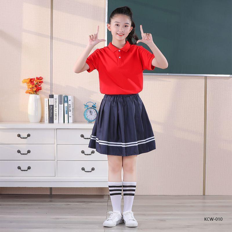 POLO衫校服学院英伦园服上海市延安中学校服红色短袖