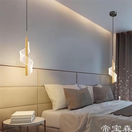 T现代简约卧室床头小吊灯2021新款极简电视背景墙网红氛围灯
