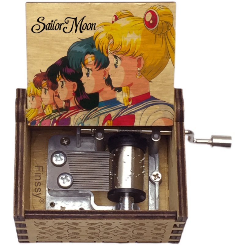 美少女战士木质音乐盒发条八音盒Sailor Moon水冰月野兔周边手摇