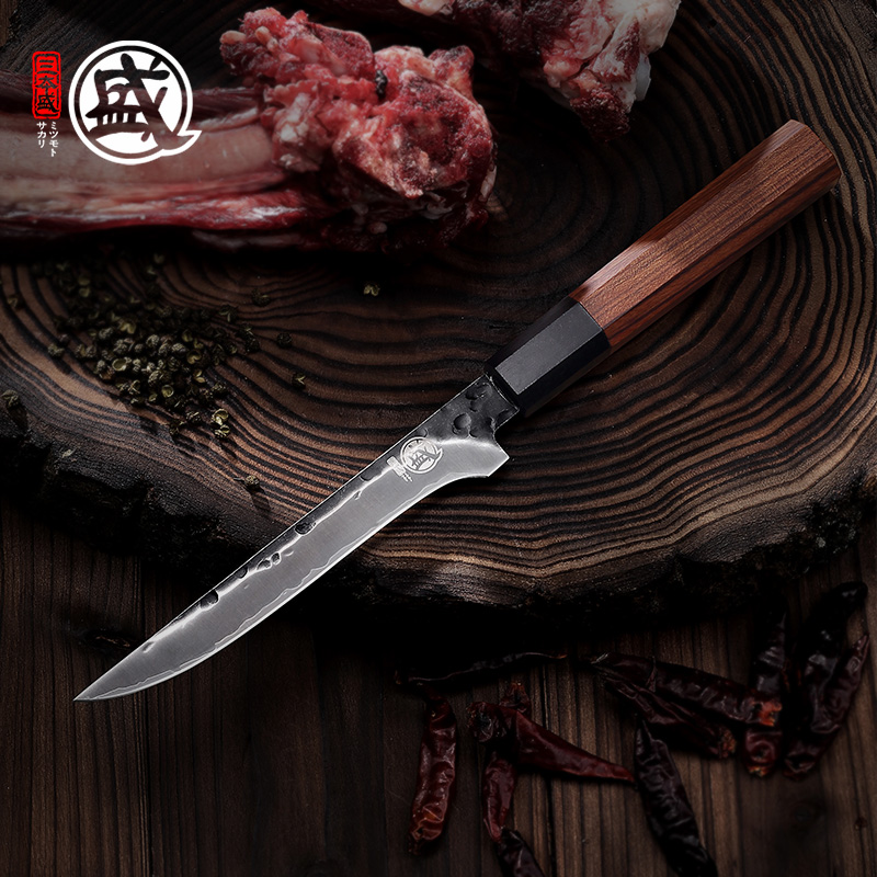 日本三本盛手工锻打剔骨刀弯刀肉联厂屠宰专用分割鱼肉切削肉菜