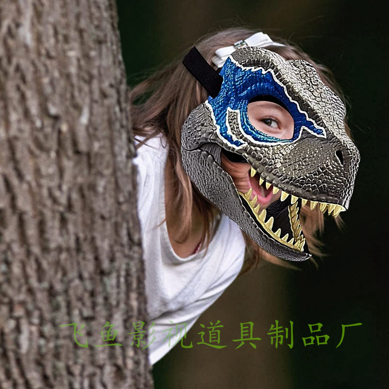 侏㑩纪霸王龙乳胶头套怪兽哥斯拉动物面罩张嘴恐龙面具3D儿童玩具