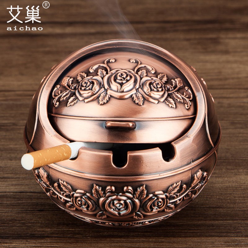 烟灰缸防风带盖耐摔欧式家用客厅茶几大号复古创意个性烟灰缸