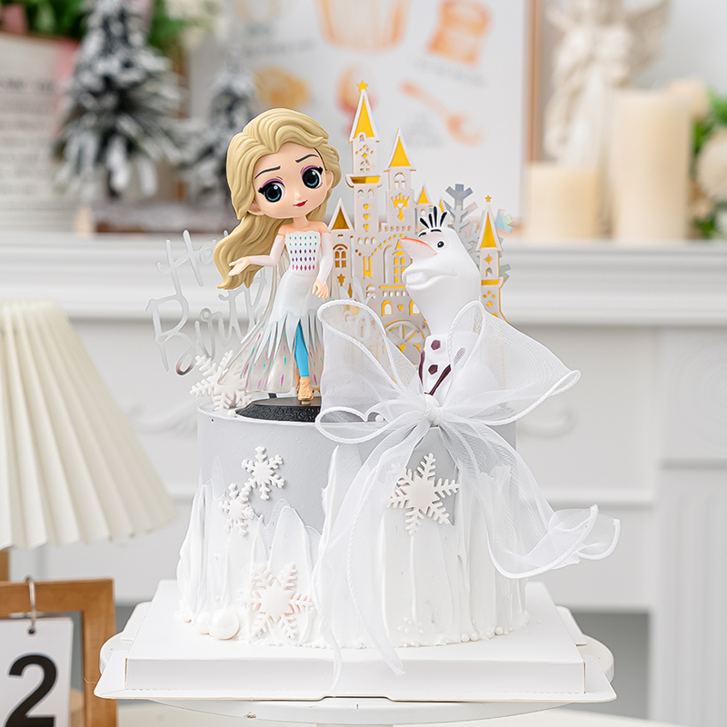 女生生日蛋糕装饰冰雪女王摆件儿童生日派对爱莎小公主城堡插件