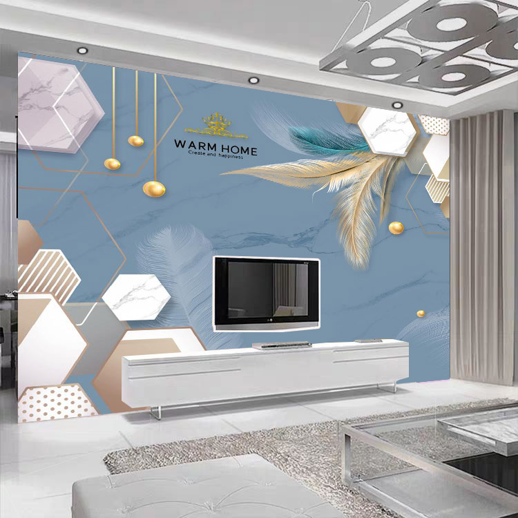 北欧8d电视背景墙壁纸5D立体简约大气客厅装饰壁画无缝3D影视墙布