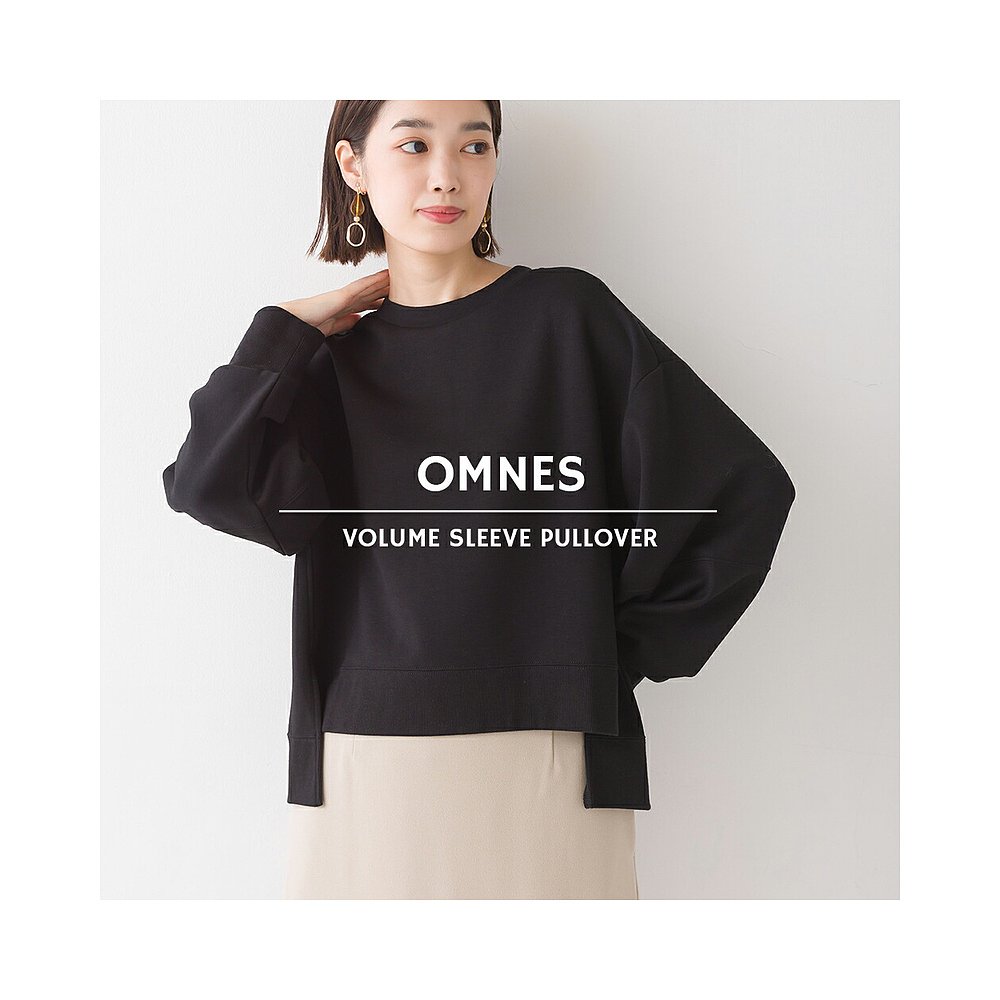 日本直邮OMNES 卷袖套头衫长袖女士均码纸板针织廓形成人袖纸板上