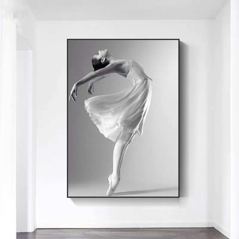跳舞的女孩装饰画芭蕾舞舞蹈室壁画舞者黑白少女美女人物墙壁挂画